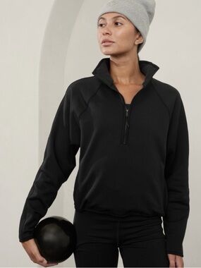 Athleta altitude edge half zip fleece lined pullover jacket black large